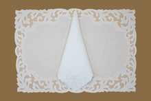 Load image into Gallery viewer, Set-of-2 placemats and napkins - leaves - white
