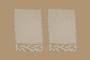 Set of 2 - Cocktail napkin - Ecru leaves