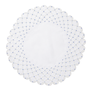 Set-of-2 placemats and napkins - Cloud and polka dots - white and blue