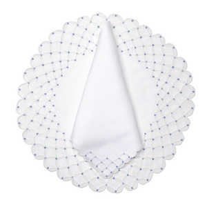 Set-of-2 placemats and napkins - Cloud and polka dots - white and blue