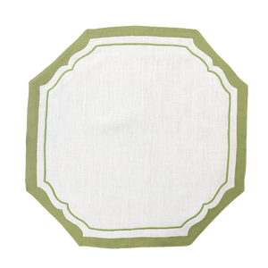 Set-of-2 placemats and napkins - Green octagonal