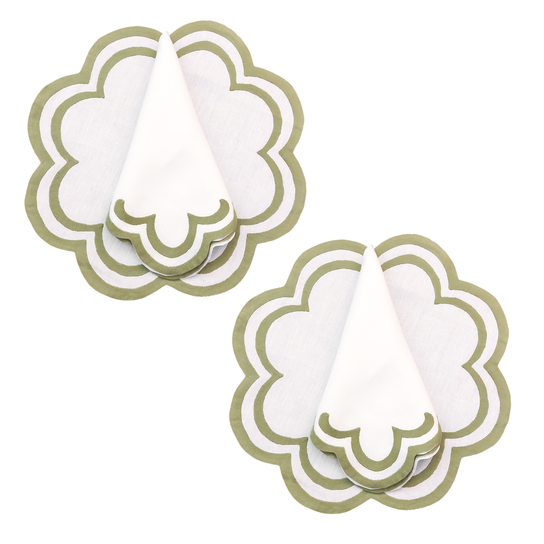Set-of-2 placemats and napkins - Green cloud
