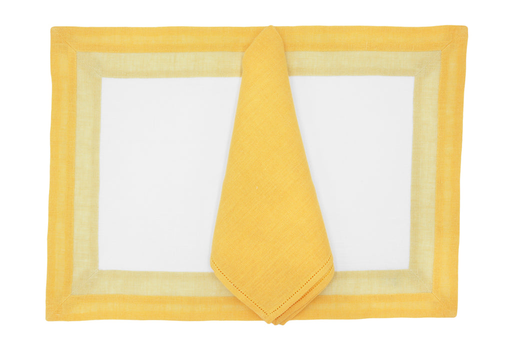 Capri yellow and white placemat and napkin set