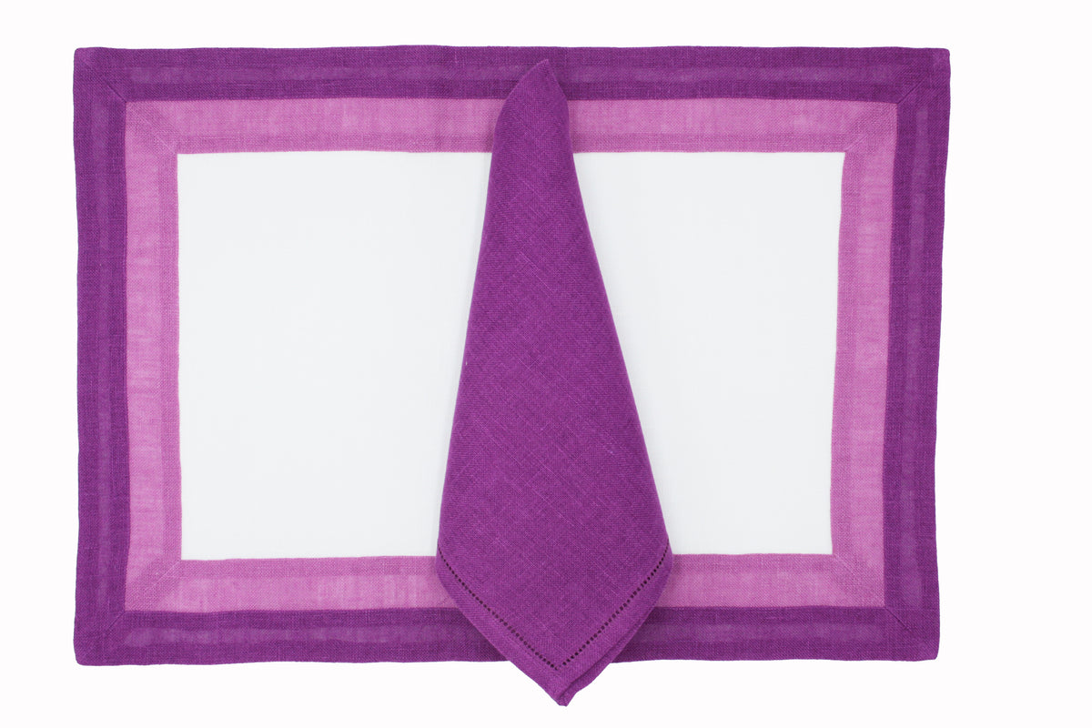 Capri - Set tovaglietta e tovagliolo fucsia/bianco