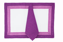 Load image into Gallery viewer, Capri fuchsia / white placemat and napkin set
