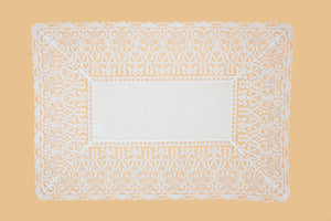Set-di-2 tovagliette e tovaglioli - Macrame con pizzo - crema