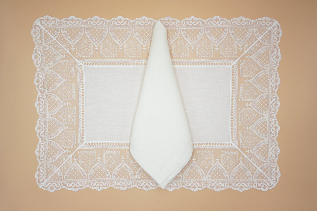 Set-of-2 placemats and napkins - Ducale - cream