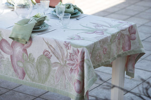 Cactus tablecloth - tomato / moss - 170 x 170 cm / 67 "x 67" (without napkins)