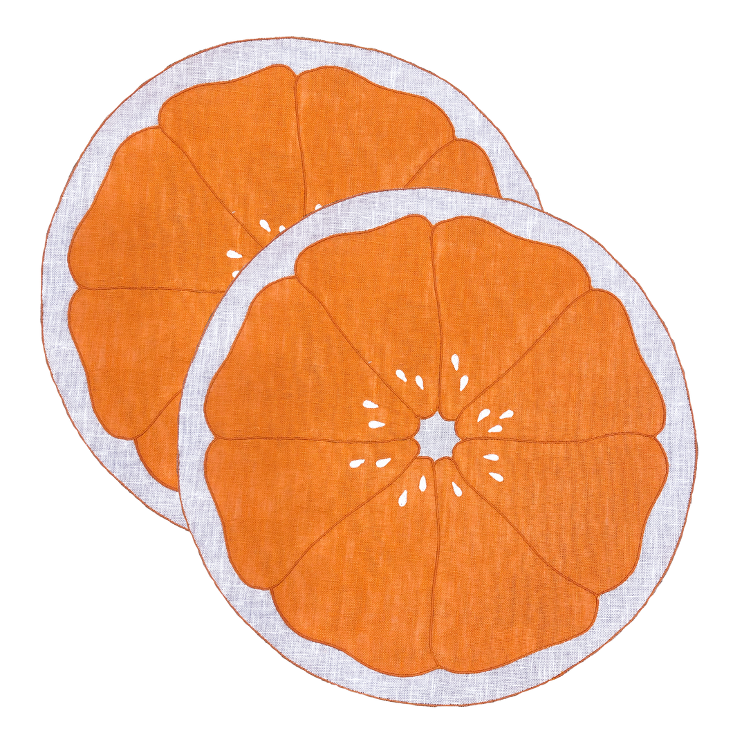 Set-of-2 orange slice placemats