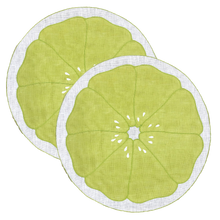 Load image into Gallery viewer, Set-of-2 lime slice placemats

