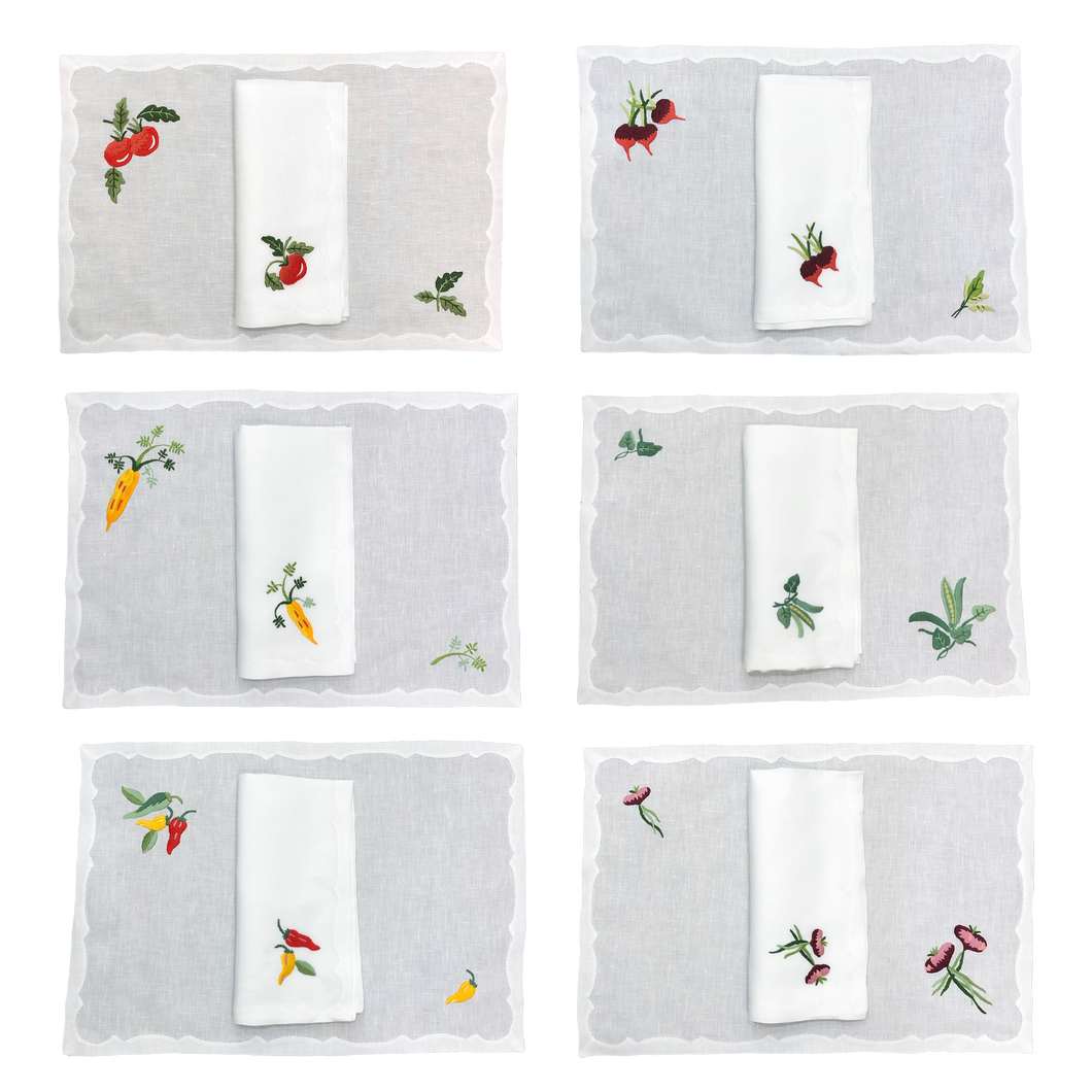 Set-of-6 placemats and napkins - Vegetable