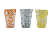 Carica l&#39;immagine nel visualizzatore di Gallery, Bicchiere ottagonale con Murrina - grigio-giallo-arancione
